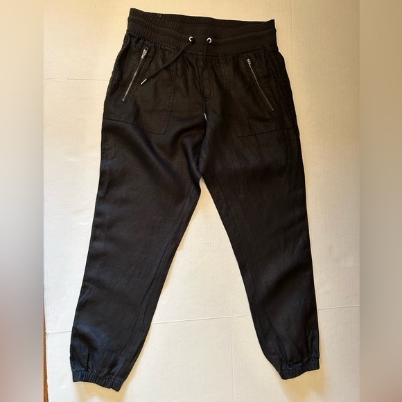 Athleta Cabo 100% Linen black jogger with elastic thick waist band Sz-6. G6 - Picture 5 of 11